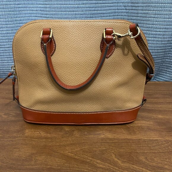Dooney & Bourke Pebble Grain Zip Zip Satchel Brown Leather Handbag - Picture 4 of 12